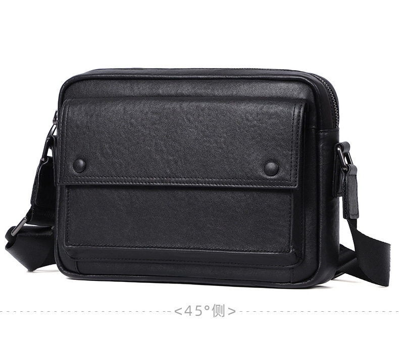 Túi đeo chéo nam da bò thật kiểu ngang cỡ nhỏ 29×11×17 cm — Màu đen chi tiết 15