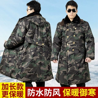批发加绒加厚加长款户外防寒劳保服军绿色棉大衣冬季救灾绿色棉服