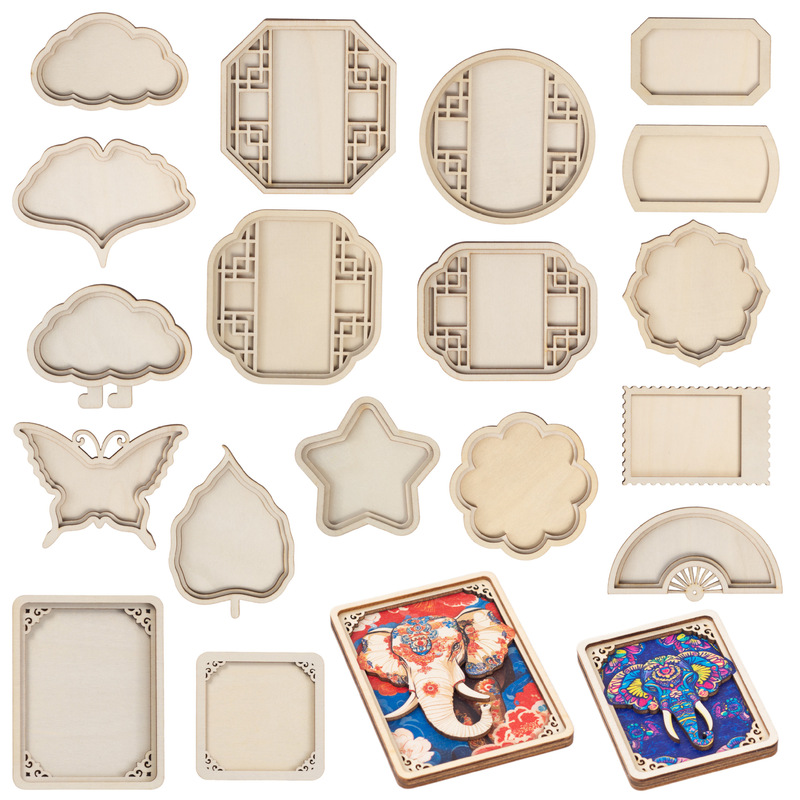 10 Pack Dai Embroidery Refrigerator Sticker Accessories DIY Round Picture Frame Mounted Embroidery Characters Wooden Pieces Handmade Refrigerator Sticker Accessories