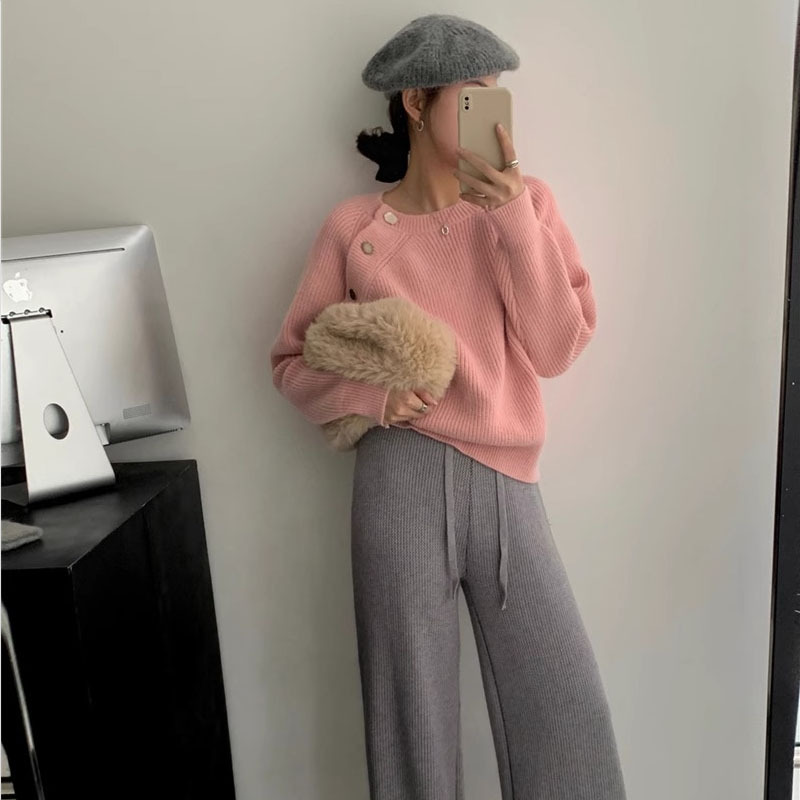 Retro purple cashmere demi-season design knitted sweater