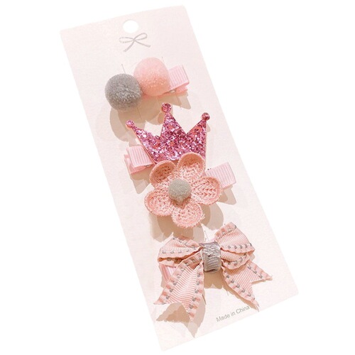 [Handout in One Piece] Baby Hair Clips Cute Small Fresh Children’s Hair Clips Pink Cardboard Set Infant Clips