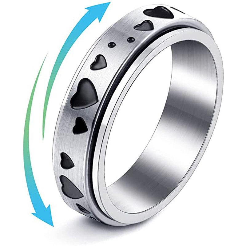 Fashion Heart Shape Titanium Steel Plating Rings 1 Piece