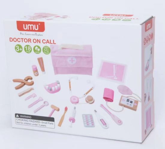 Juego de rol infantil juego de dentista juego de maquillaje de Casa simulación de madera bolsa médica entre padres e hijos herramientas médicas interactivas