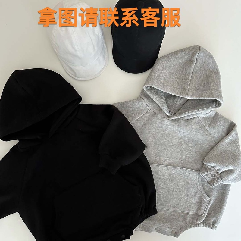 子供服2024乳幼児秋冬とベルベットのお尻の服男女の赤ちゃんの刺繍と帽子のカジュアルなガードルのファッション|undefined