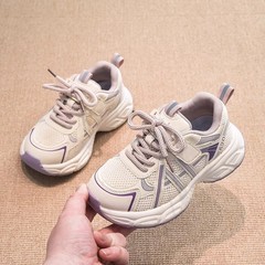 女童鞋2025秋季新款软底中大童老爹鞋男童透气网面儿童休闲运动鞋