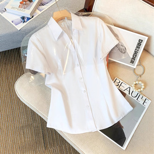 White Shirt Women's Summer Thin Formal Workwear Professional Interview Shirt Slim Elegant Short-Sleeved Top Work Clothes