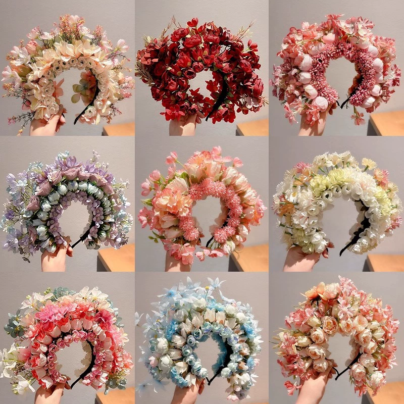 Повязка на голову 2024 года, Кванчжоу, древний стиль, этнический стиль, ободок для волос, аксессуары династии Хань, гирлянда, головной убор, женский цветок, новая заколка для волос