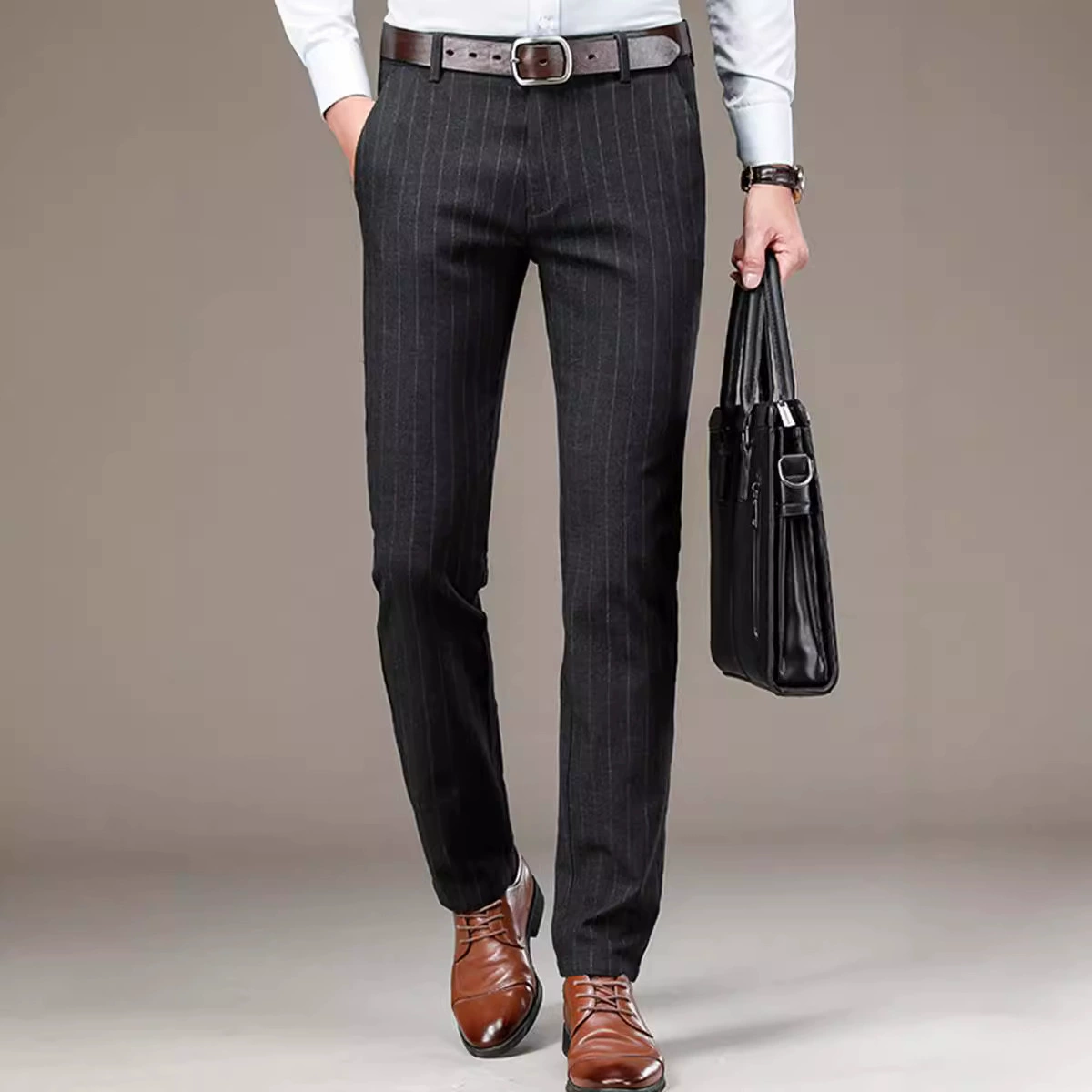 2024 новые мужские брюки с вертикальной полоской повседневные брюки мужские средние бизнес-брюки мужские прямые брюки