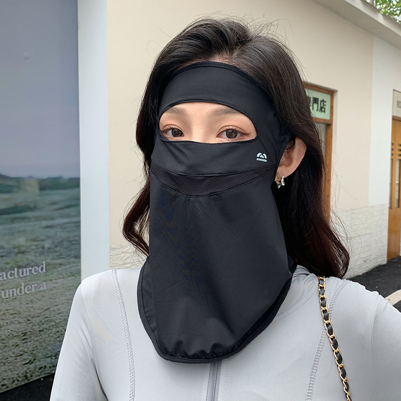 Protector solar de seda de hielo, máscara facial, señoras, verano, ciclismo al aire libre, velo de sombra de cara completa, orejas colgantes, cara transpirable, Gini