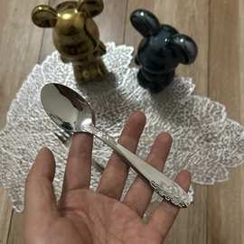 出口304不锈钢勺子家用儿童调羹吃饭汤匙喝汤汤勺三件套