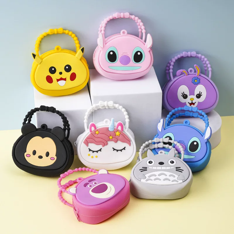 Children's cartoon silicone wallet, bag, cute storage system, set