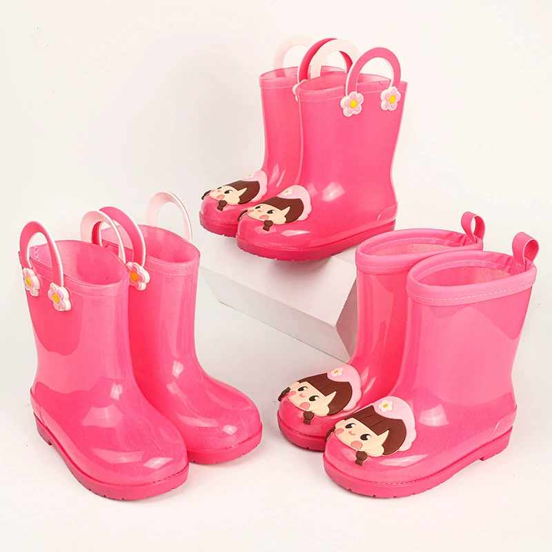 Новое желе сплошной цвет цветочной ткани для детей дождевой воды резиновые ботинки сапоги мультфильм для мальчиков и девочек для малышей противоскользящие