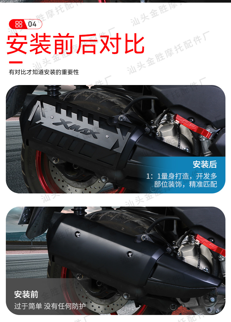 Suitable for Yamaha Xmax300 Scooter Modified Exhaust Anti-Scald Stainless Steel Exhaust Pipe Protective Cover