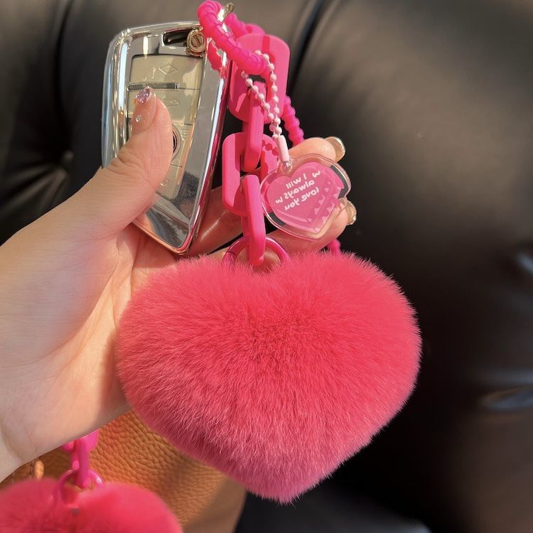 Creativo silicona real Rex conejo piel amor cadena llavero exquisita mochila colgante pareja adornos coche clave cadena