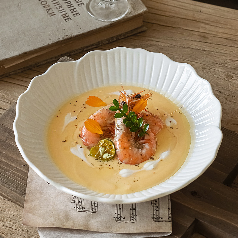 Plato de frutas de cerámica sólida de encaje de alta calidad snack plato de fruta seca plato de postre sala de estar casera plato de sopa plato de platos plato de comedor