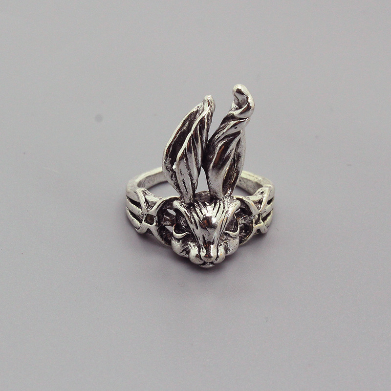 New Trend Personality Retro Animal Ring Metal Rabbit Eagle Kitten Ring Cross-border Jewelry display picture 2