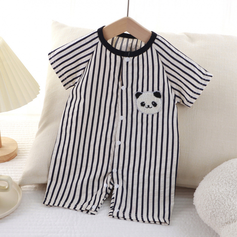 Summer New Baby Cardigan Romper for Boys, Cartoon Split Jumpsuit, Newborn Summer Round Neck Hoodie