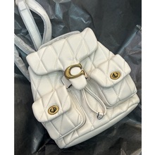 奥莱新款tabby双肩包复古小羊皮链条菱格小香风女包金属标小书包