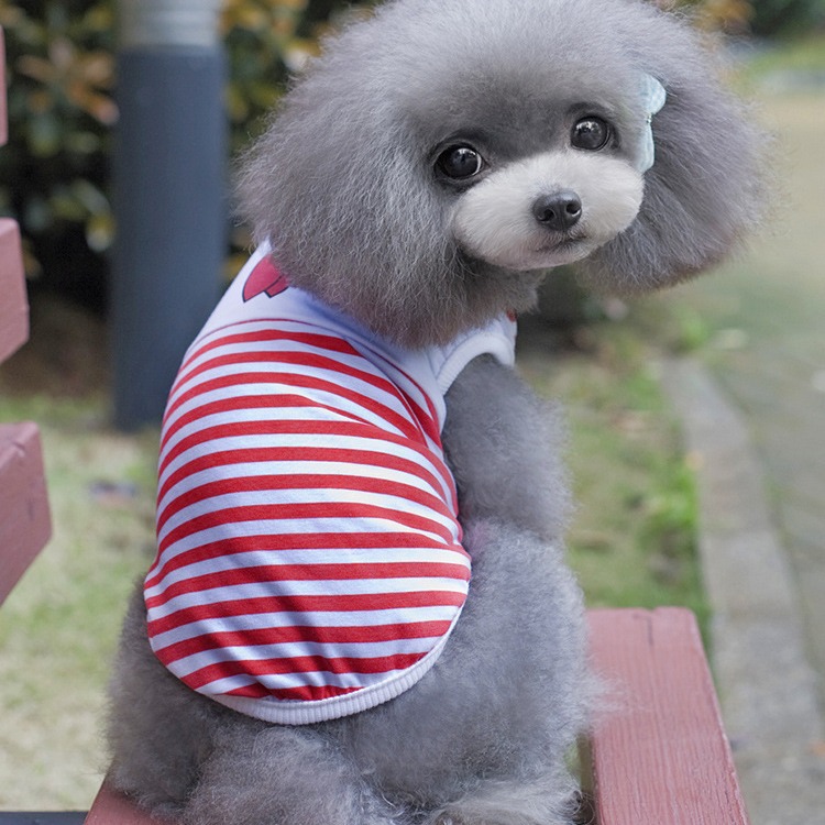 Pet Clothes Navy Striped Vests for Dogs And Cats Teddy French Bulldog Dog Clothing Cat Apparel Wholesale Factory_voghion.com