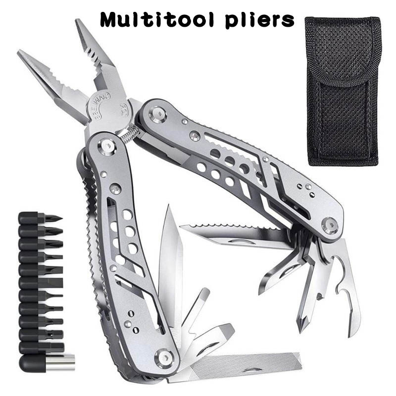 多功能钳不锈钢尖嘴钳户外应急救援折叠钳子多用小刀组合工具钳