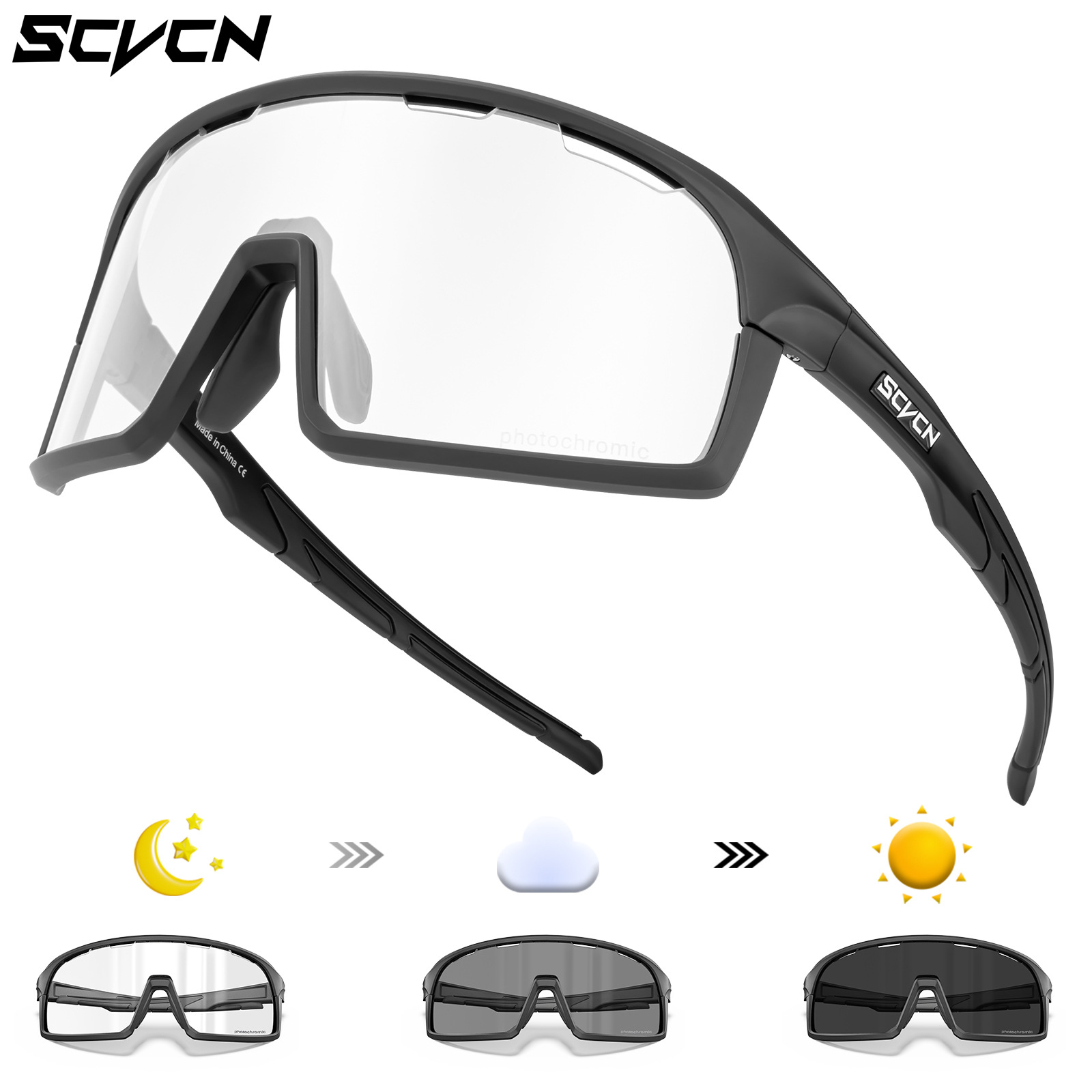 Gafas Fotocromáticas de Ciclismo TR90 Anti-viento para Bicicleta de Montaña