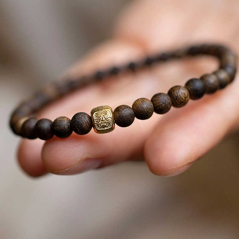 New Chinese Style Agarwood Bracelets for Men and Women 4mm Brunei Agarwood Zakiram Millet Beads Good Luck Bracelets