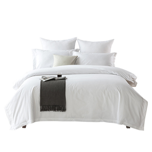 Hotel four-piece bed sheet, quilt cover, pillowcase, simple cotton white satin, hotel and bed and breakfast bedding linen