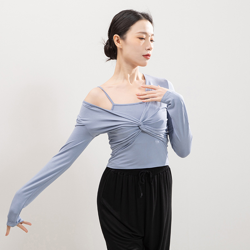 Modern dance practice clothing tops for women spring and autumn adult modal Chinese classical dance clothing yoga body long sleeves