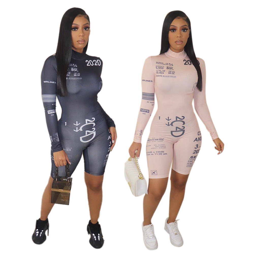 H221 European and American Cross-Border Independent Station Supply Special Printed Tight Casual Women's Jumpsuit