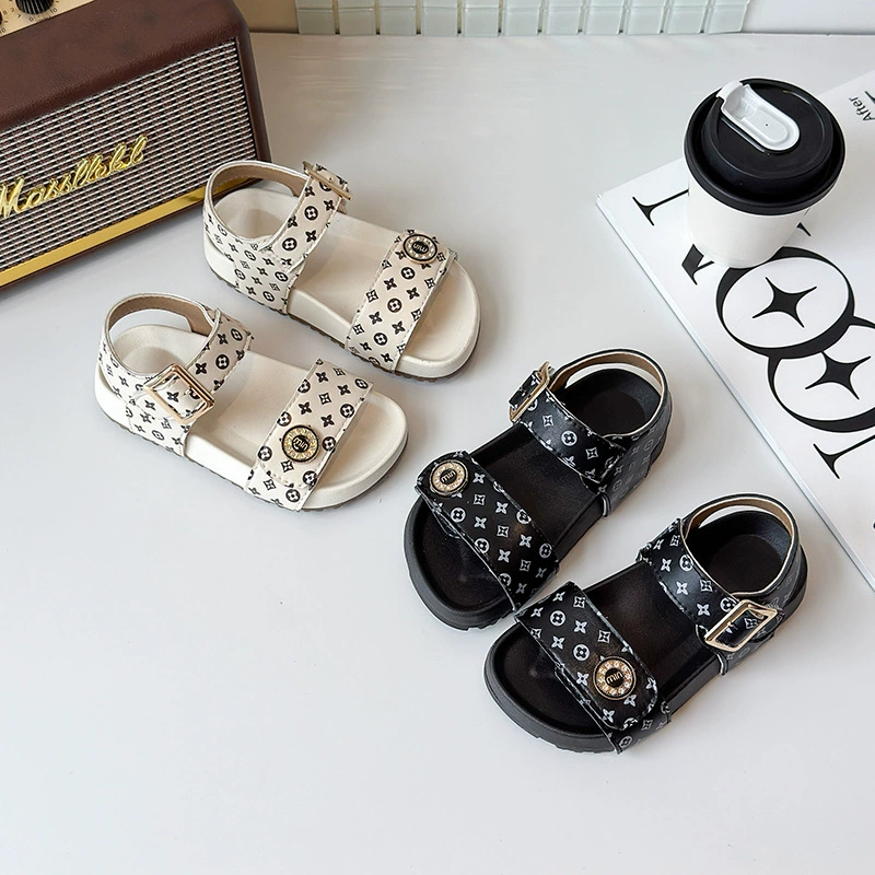 Сандалии для девочек, римская обувь, новинка лета 2024, детская модная пляжная обувь, повседневная обувь в корейском стиле для мальчиков, модная