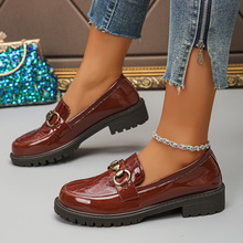 外贸大码乐福鞋女2026年春秋新款法式小皮鞋英伦风粗跟鞋单鞋女鞋