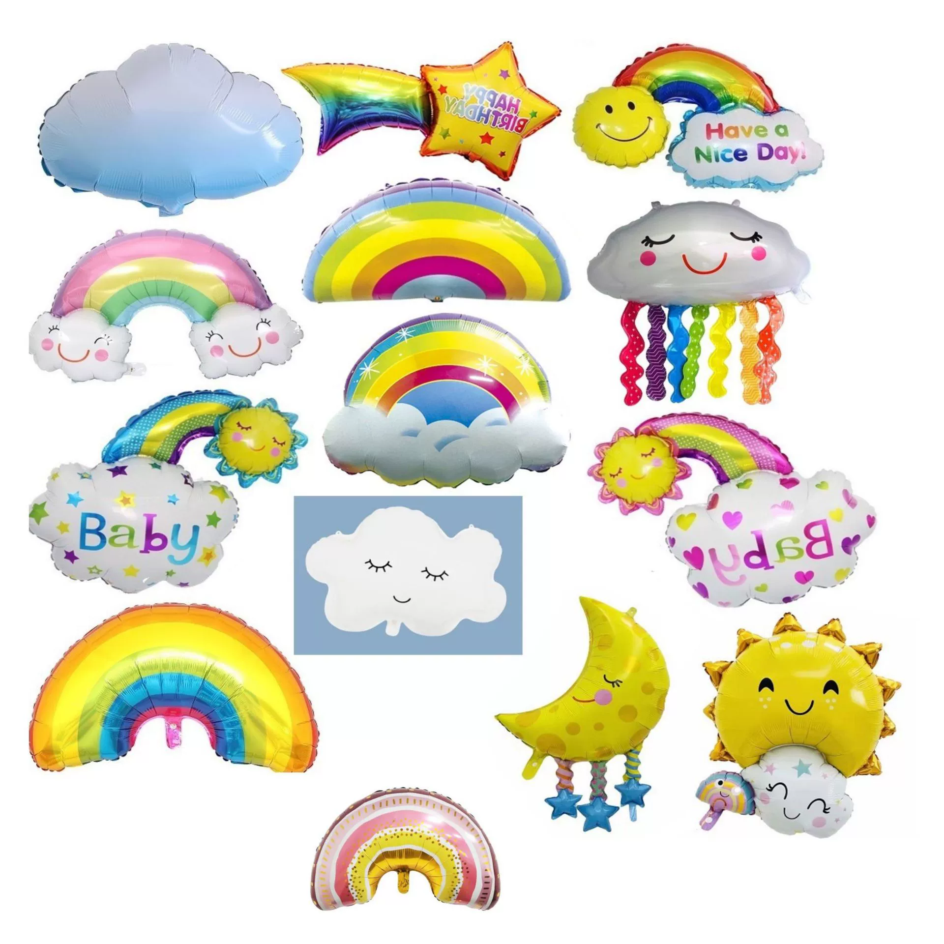 Big rainbow children's balloon, cloud, Birthday gift