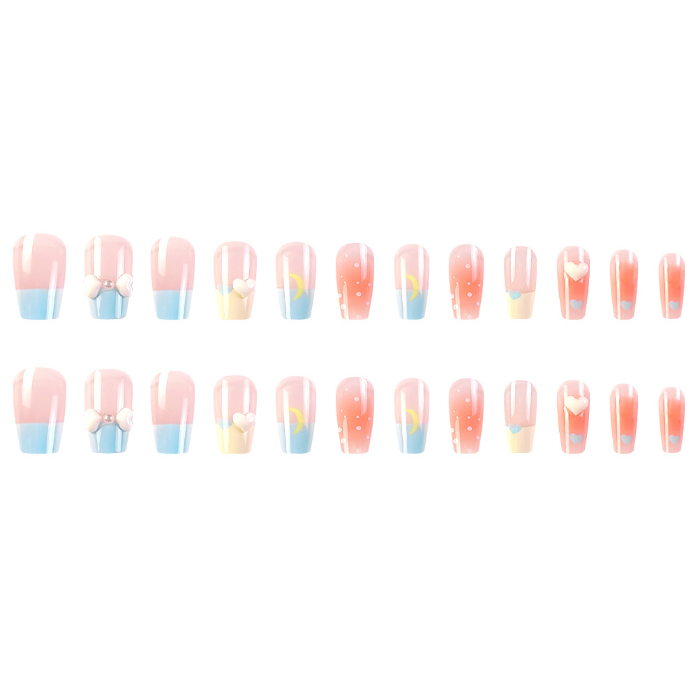 Dream Sweet Cloud Drill Manicure Dolce and Lovely Style Uña francesa 24 piezas de parche de uñas terminado image 6