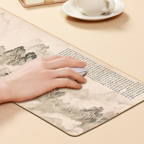 Chinese style poetry and painting oversized desk pad waterproof keyboard pad calligraphy writing pad ancient painting style landscape painting mouse pad