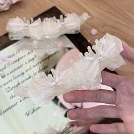 桃粉小记蝴蝶结布艺香蕉夹女高级感后脑勺抓夹气质通勤盘发13cm大