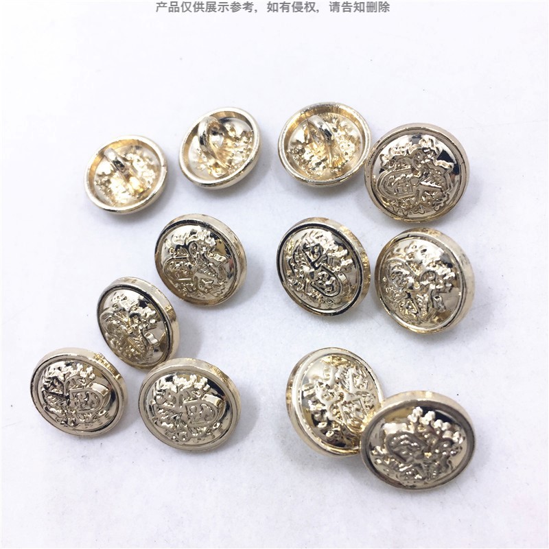 12mm Gold Elegant Style Mini Button Manufacturing Unit Electroplated High-Leg Embroidered Button Equipment Character Knight Button