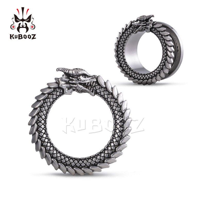 Cross-border retro hot-selling dragon eating tail ear expansion stainless steel hollow pulley ear expansion device Bosch jewelry ear wholesale Cross-border retro hot-selling dragon eating tail ear expansion stainless steel hollow pulley ear expansion device Bosch jewelry ear wholesale