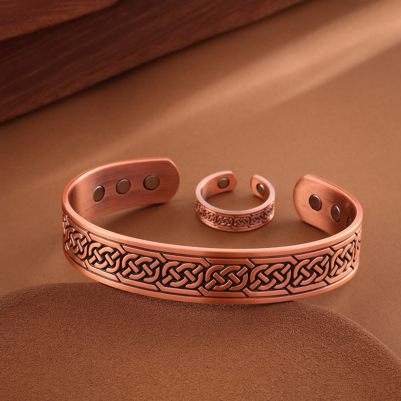 Cross-Border Hot-Selling Red Copper Bracelet, Retro Fashion, Non-Fading Purple Copper Magnetic Bracelet, Men's Style, Wholesale for Foreign Trade Orders