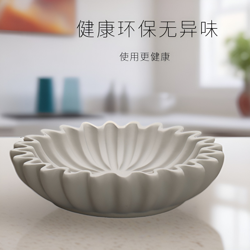 わびさび風セメントフルーツプレート装飾品新しい中国風の背の高い収納トレイモデルルームB&Bハイエンドトレイ装飾品|undefined