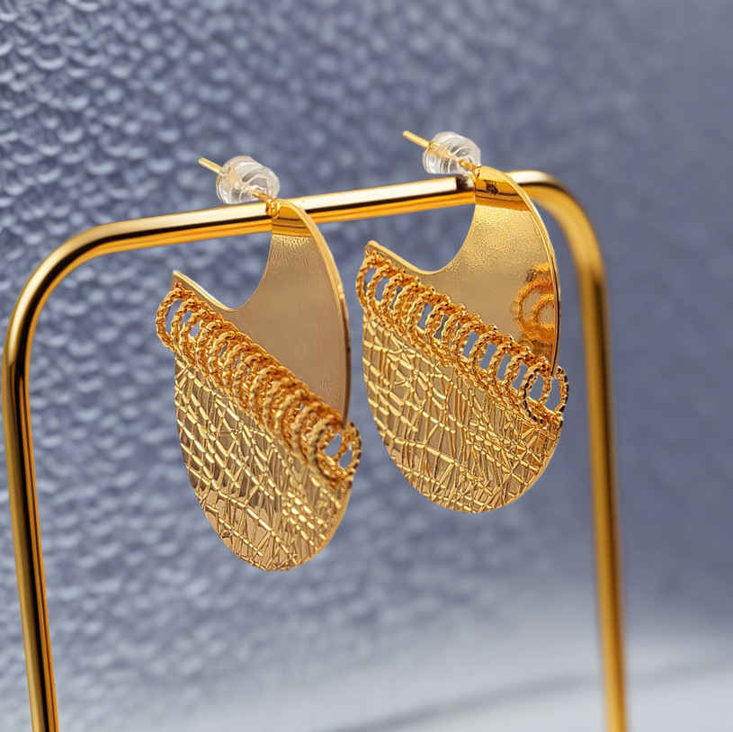 European and American Cross-Border Metal Style Disc Flower Tassel Earrings Light Luxury High-End Earrings Women's Earrings Design Niche