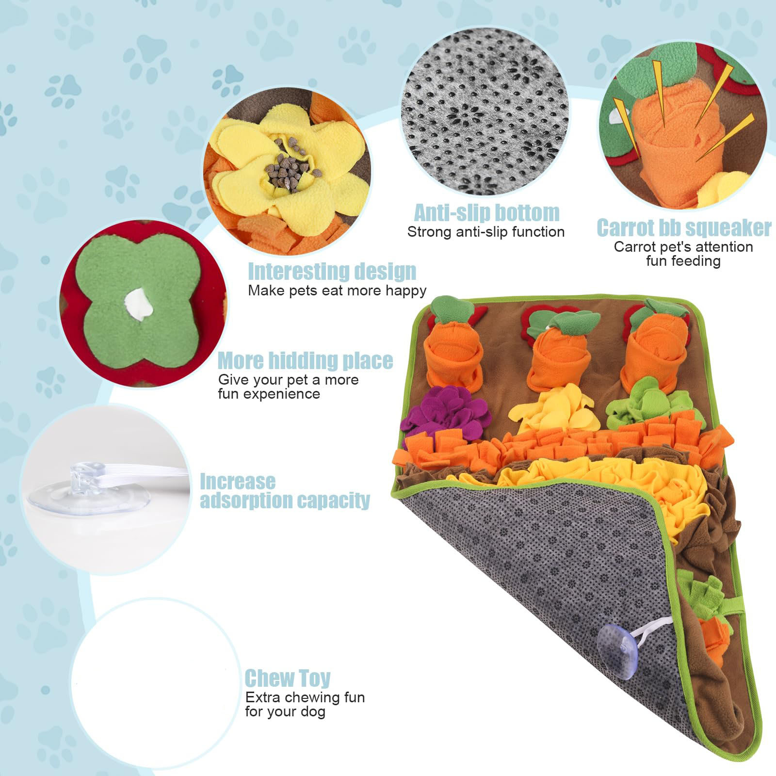 Garden Pet Dog Toy Sniffing Mat Anti Choking Slow Eating Energy Consumption Interactive Mat Training Sniffing Mat_voghion.com
