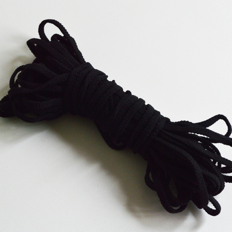 4MM黑色泡泡纱耳带绳 日韩口罩泡泡绳 一次性平面口罩黑色耳挂绳