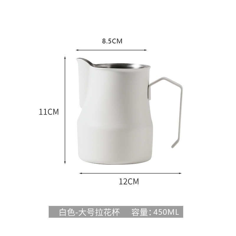 メーカーの卸売りのコーヒーの花を引くかめのイタリア式のステンレスの大きい腹の花式のコーヒーはミルクの杯の器具の長い口を打って花の杯を引きます|undefined