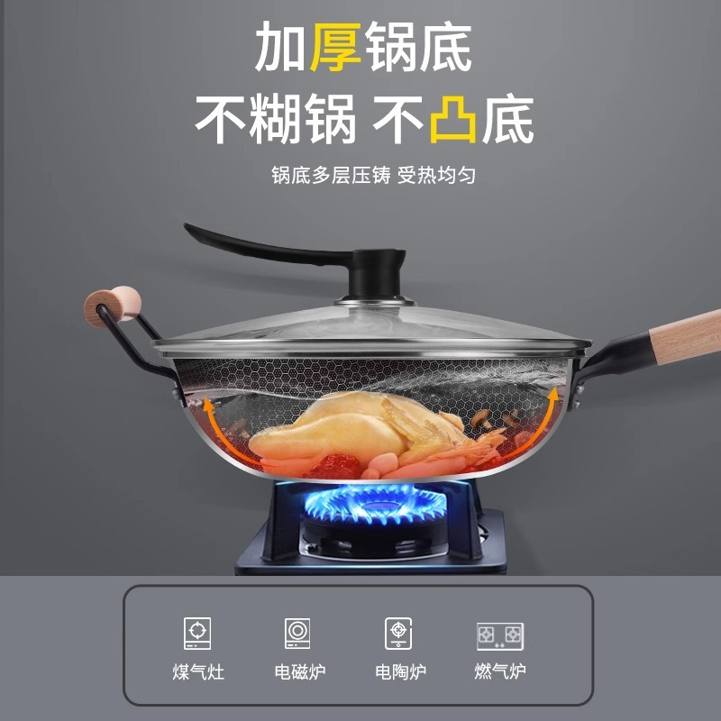 Hoteller de acero inoxidable horno de gas universal para engrosar horno de frita doméstico horno antiadherente con fondo plano horno electromagnético multifuncional
