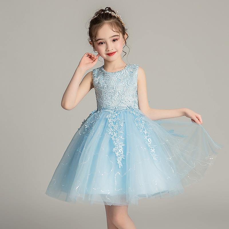 Children's Dress, Princess Dress, Small and Medium-Sized Kidsren's Clothing, Girls' Puffy Mesh Skirt, Kindergarten Performance Clothing, Summer Vest