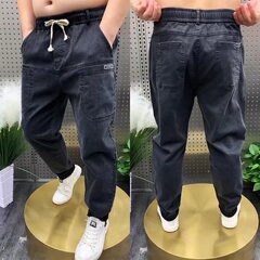 大码工装弹力牛仔裤男士宽松耐磨干活裤子加肥加大肥胖哈伦休闲裤
