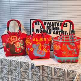 新年小方包日韩爆款针织手拎包便携上班外出杂物大容量手提袋通勤