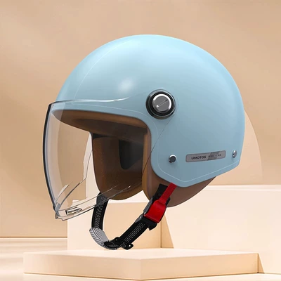 Motosiklet kaskı (dəbilqə) | battery car half helmet men's - 301-new-national-standard-category-a-norwegian-blue-hd-long-mirror-312624cm