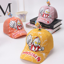 韩版新款夏季儿童网帽卡通男女童奥特曼棒球帽萌宝户外遮阳鸭舌帽