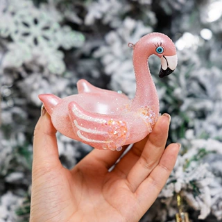 可爱的手吹玻璃粉红色火烈鸟游泳圈独角兽游泳圈装饰圣诞树装饰品